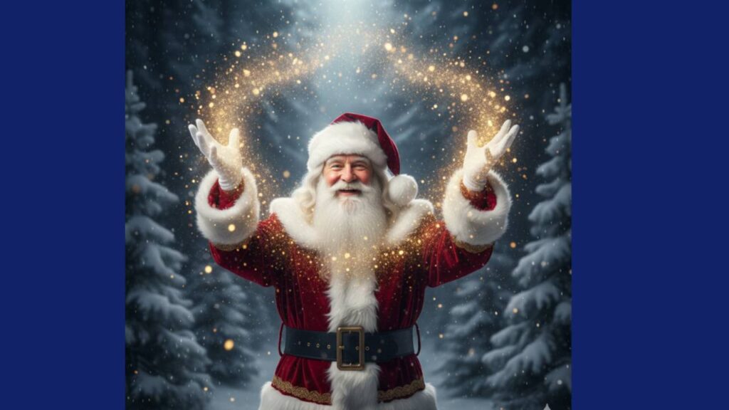Magical Santa Throwing Sparkling Christmas Dust