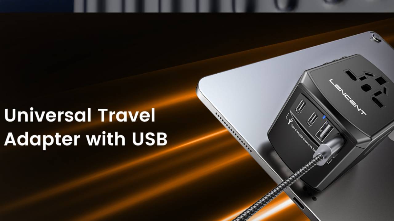 LENCENT Universal Travel Adapter with 2 USB & Type-C Ports